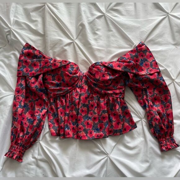 REVOLVE Burna Blouse in Red Poppy Floral House of Harlow 1960 Sz XXS - Picture 7 of 8